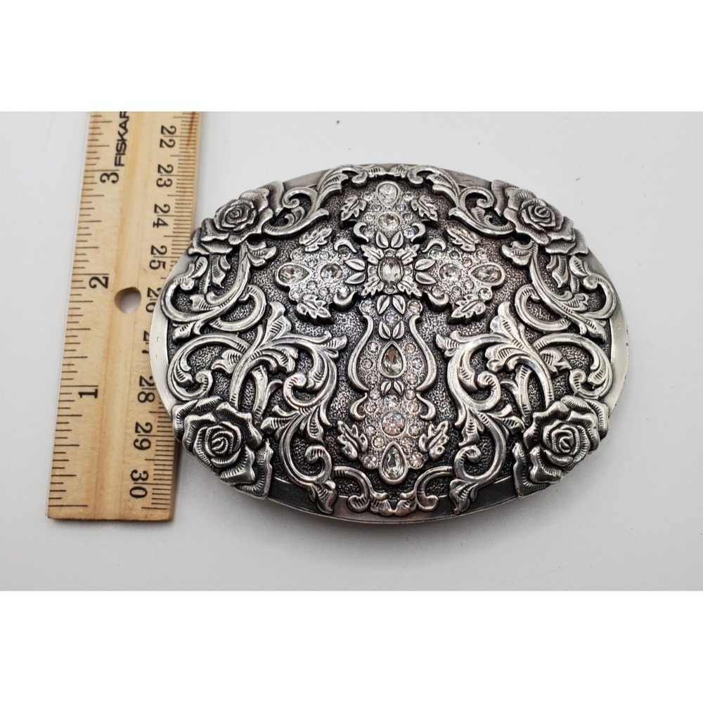 Nocona Cross Metal Silver Tone Belt Buckle - Picture 2 of 4